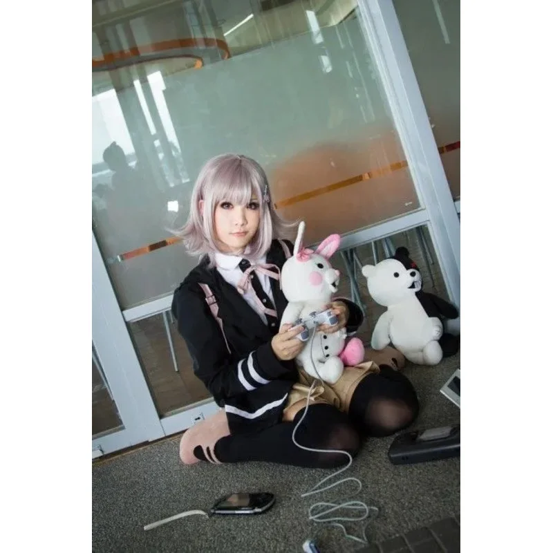 Anime Danganronpa 2 Chiaki Nanami gris clair cheveux raides fille Cosplay perruque zy58