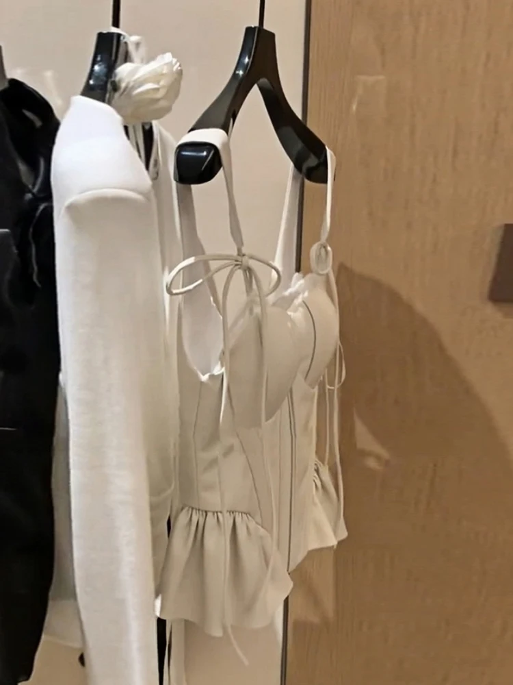Chic Korean Style Women's Slim Fit Vest Top Beautiful Waist-Cinching Summer Design Unique Fashionable Short Length Pure Color