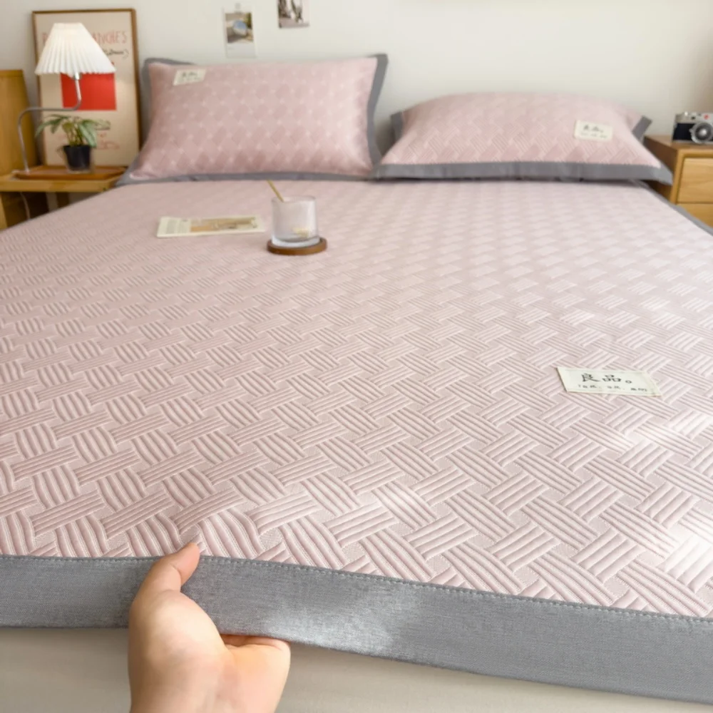 

Летний охлаждающий коврик из ледяного шелка, комплект постельного коврика, наволочка, прохладный комплект постельного белья с кондиционером, мягкая дышащая складная подкладка