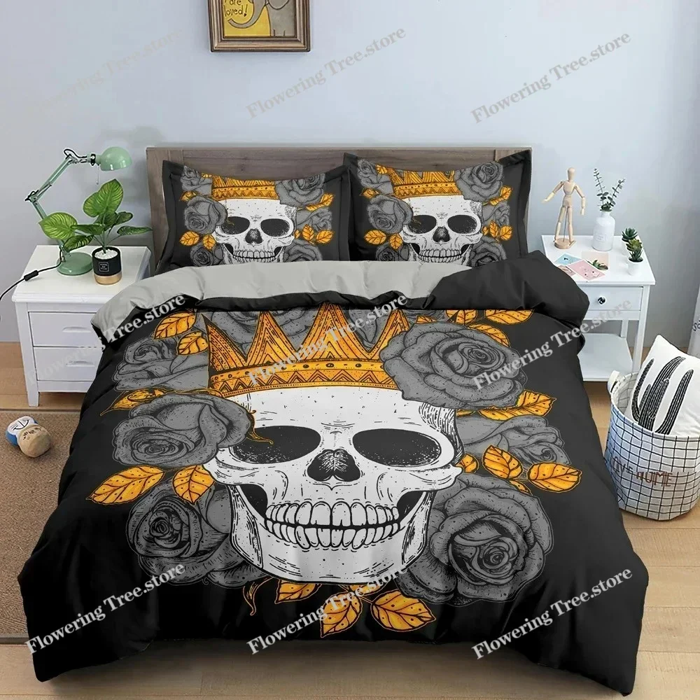 3D Skull Print Bedding Set Skeleton Duvet Cover Comforter Covers For Bedroom Twin King Size Quilt Cover With Pillowcase