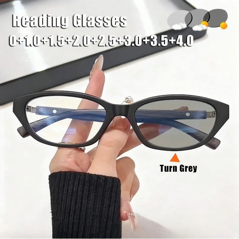 

Photochromic Presbyopia Glasses for Women Stylish Cat-Eye Ultra-Lightweight Premium Anti-blue Light Turn Grey Reading Glasses