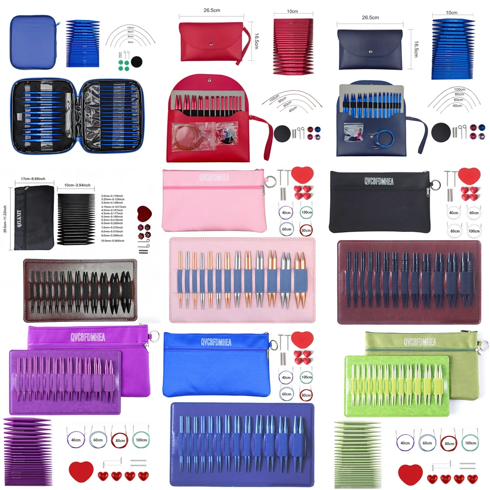 

13Pairs Sweater Needles 3.0-10.0mm 10cm Alumina Removable Circular Knitting Needle Interchangeable Crochet Hooks Handmade Crafts