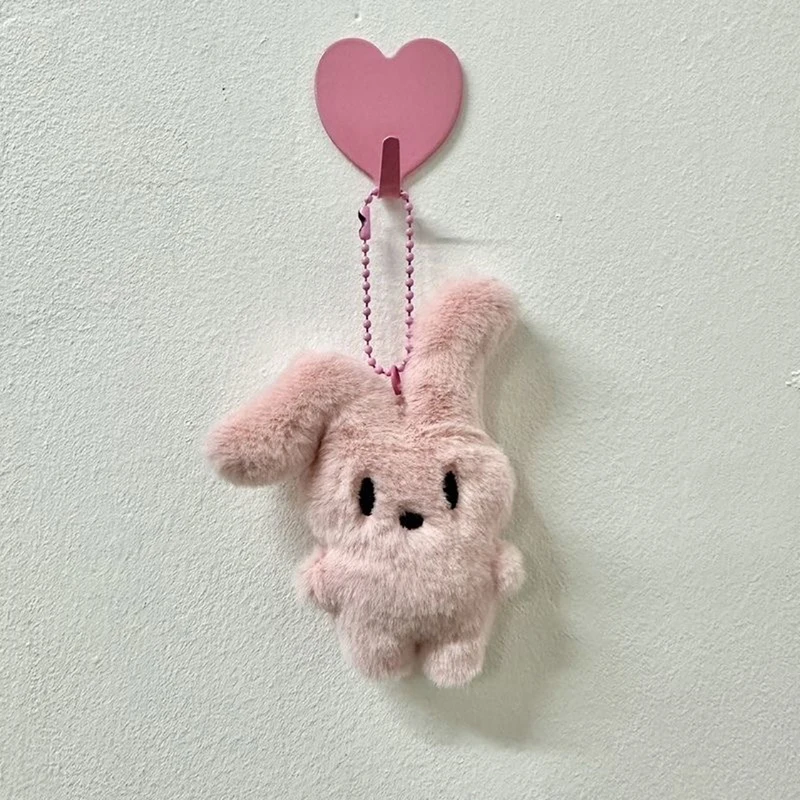 Cartoon Plush Keyring Soft Cute Pink Rabbit Doll Keychain Backpack Car Key Hanging Pendant Ornaments For Children Girls Gift