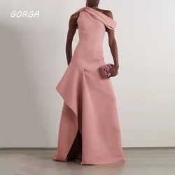 GORGA Simple One-Shoulder A-LINE 2024 Slim Backless Crepe Ocassion Gown Floor-Length Evening Dressفستان سهرة نسائي