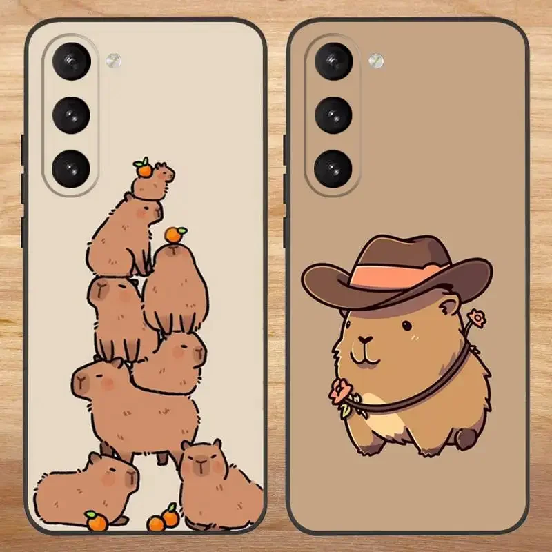 Cute Capybara Funny Phone Case For Samsung S23,23,22,30,21,10,9,Note20 Ultra,Lite,Ultra,5G,Plus,FE,Black Soft Case