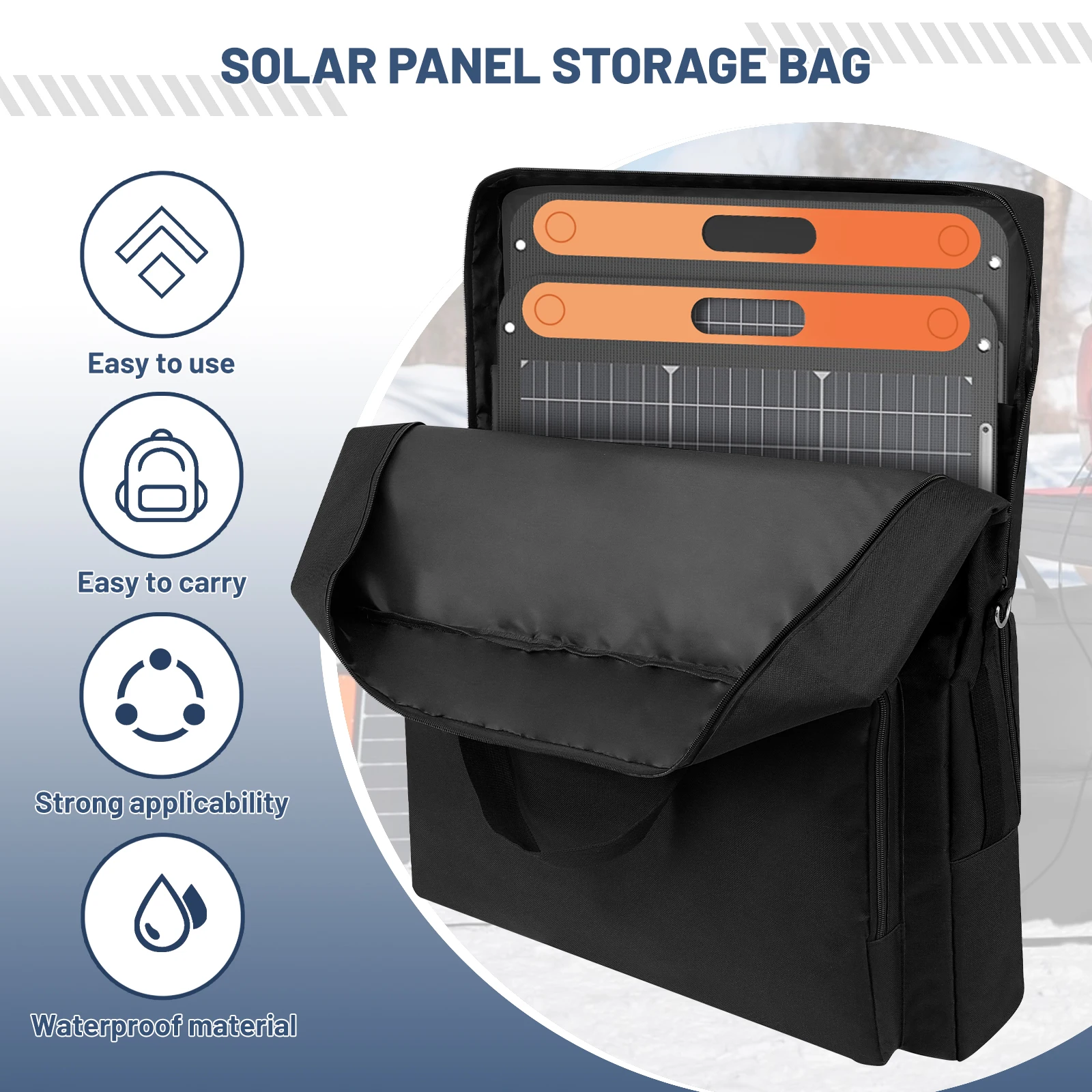 Solar Panel Storage Bag Double-Layer Oxford Waterproof Organizer Travel Easy to Carry Solar Panel Bag Easy to Use Solar