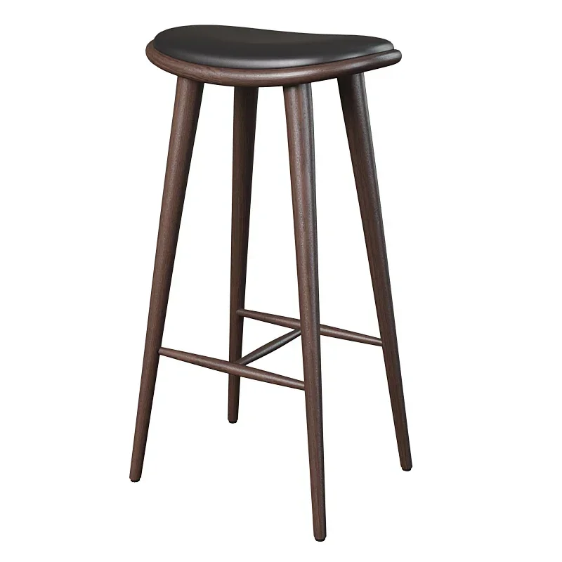 

Elegant Nordic Solid Wood Bar Stool: Simple yet Stylish High Stool Made from Imported Rubber Wood Perfect for Home Restaurants