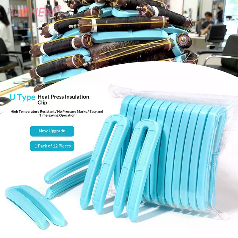 

12Pcs U-shaped Professional Perming Insulation Clip High Temperature Salon Hair Perming Barber Perm Hair Pad Curly Accessory