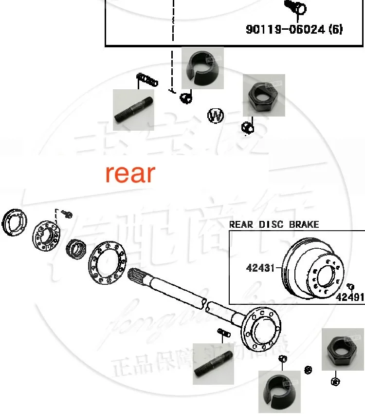 1pc for Toyota Land Cruiser 4500LC70LC80 Front and Rear Axle Axle Hub Axle Head Screw Bolt Conical Washer Nut