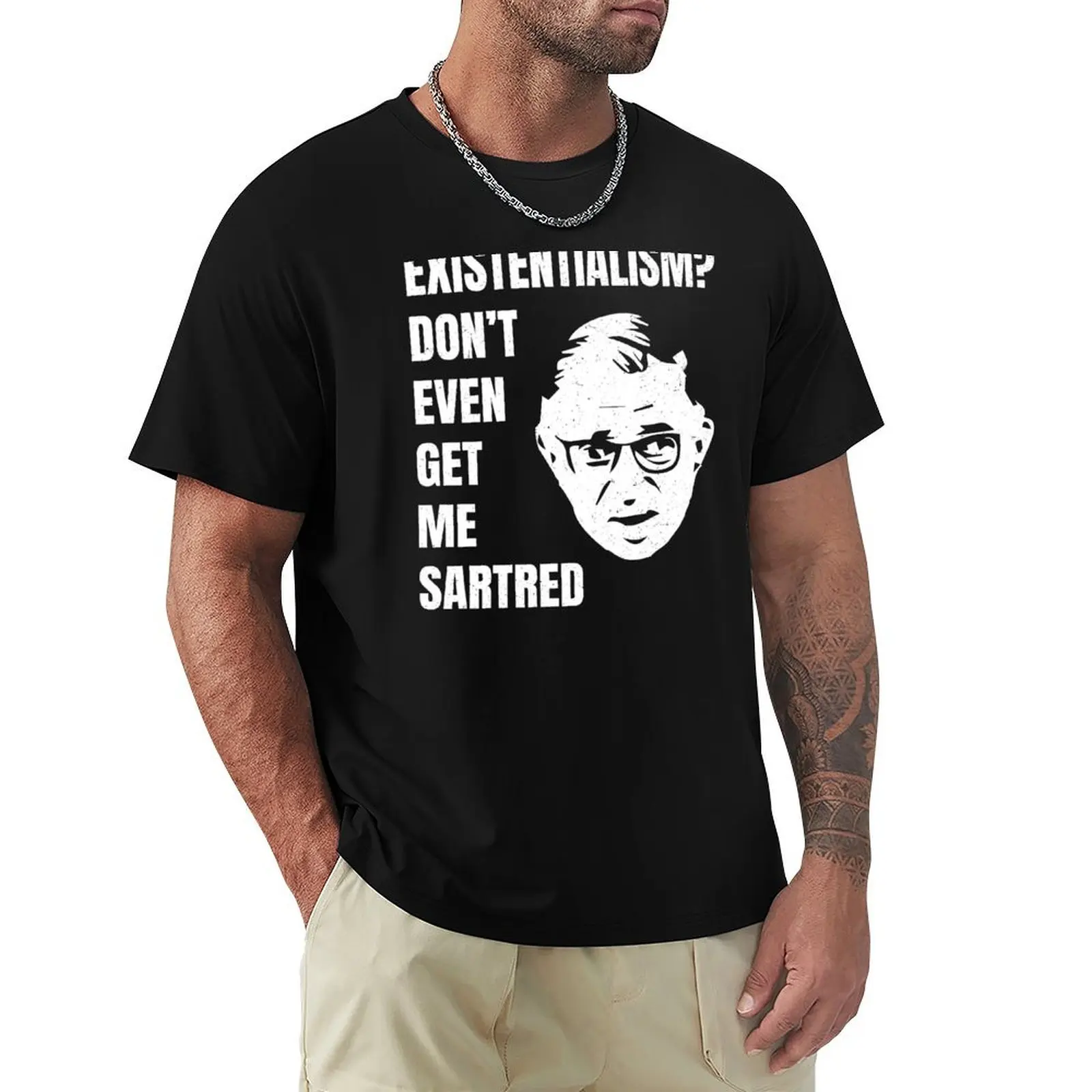 Jean-Paul Sartre - Existentialism T-Shirt men t shirt cotton 100% T-Shirt