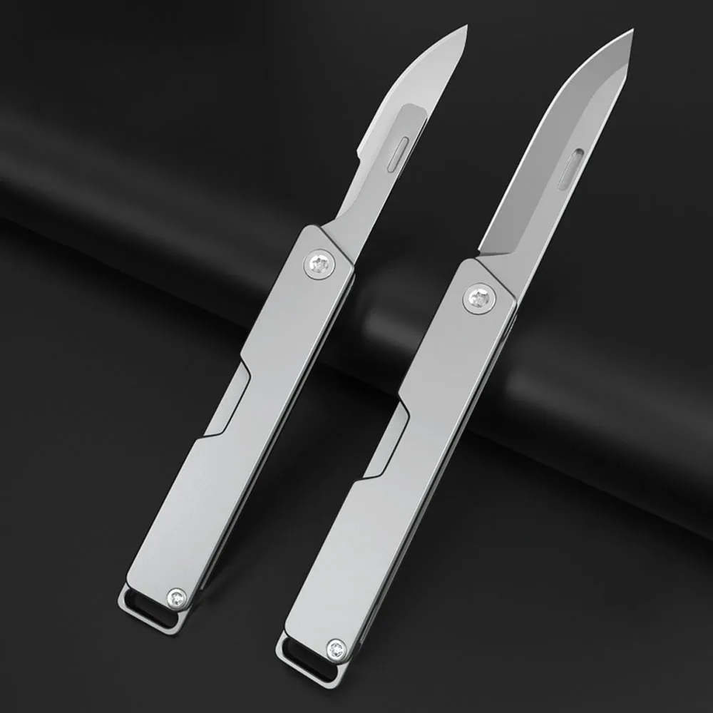 Small Titanium Pocket Knife For Men EDC Self Defense Gadgets Keychain Mini Box Cutter Sharp Useful Folding Survival Tiny Knives