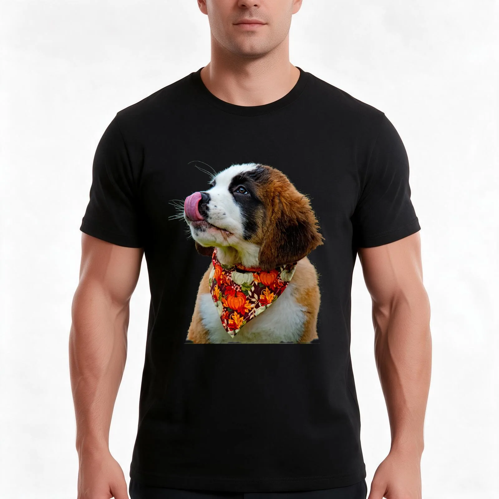 Saint Bernard Puppy Love - No Background T-Shirt, Summer Casual Cotton Tee, Oversized Streetwear Tops, Vintage Graphic Print