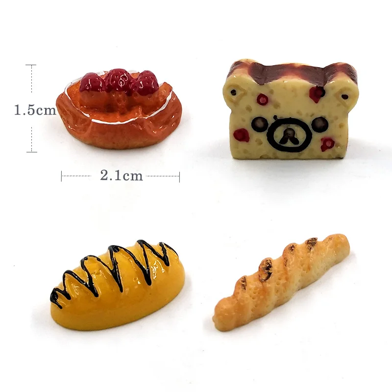 10pcs Mini Bread Miniature Figurine Similated Party Food Model Cake Snack Home Decor Fairy Garden Decoration DIY Accessories