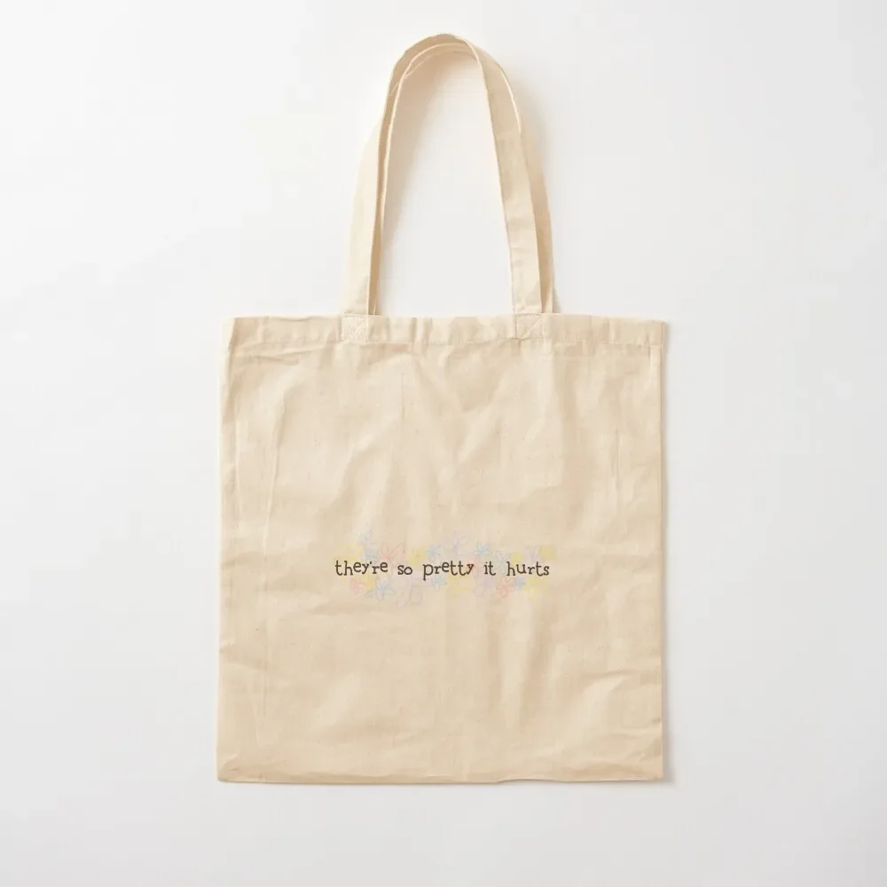 They're so pretty it hurts- girl in red lesbian girls- flowers Tote Bag shopping bag logo shopper bags custom fabric bag
