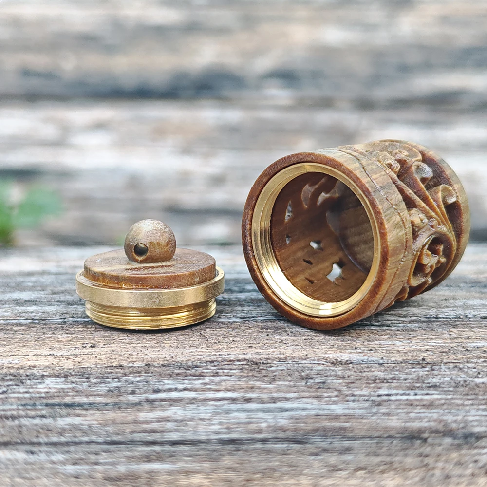 1.1 Inch Wooden Cylindrical Incense Holder Ornament, Openable, Vintage Style, Ethnic Style, Suitable for Holiday Decorations, Indoor Decorations, Office, Home Decor, Back-To-School Season Gifts, New Year Gifts
