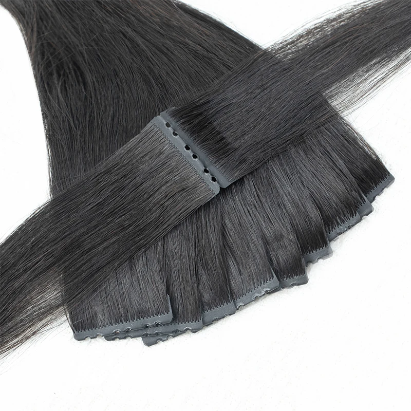 Inject PU Skin Weft Hair Twin Tabs Human Hair With Holes Micro Beads Hair Extensions Blonde 10PCS Machine Remy  Invisible Weft
