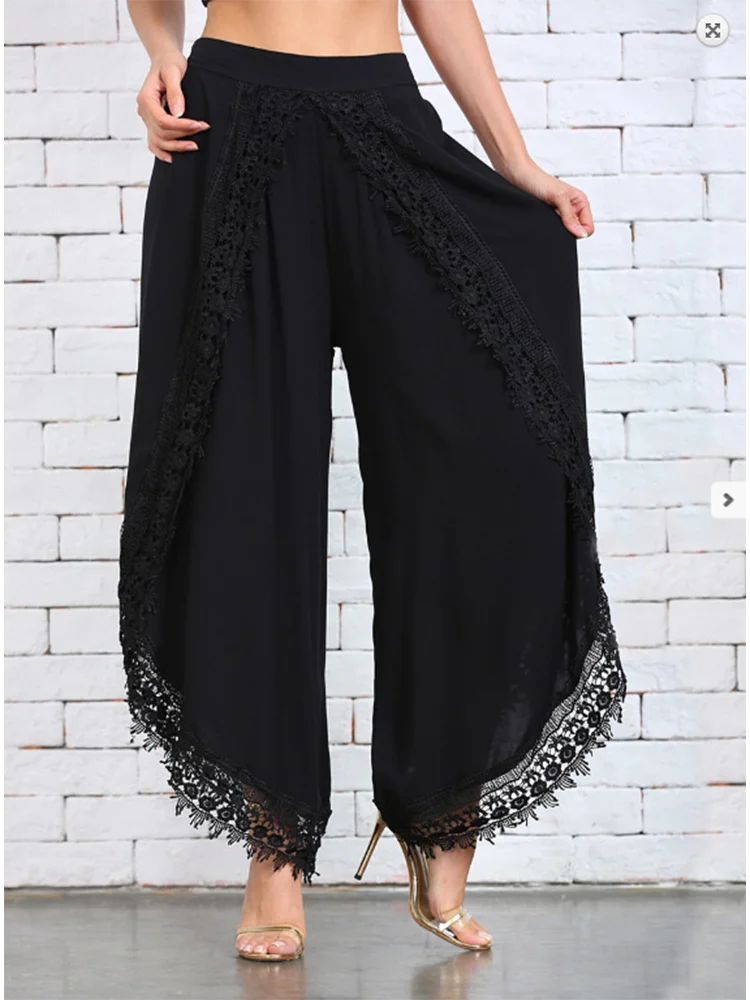 Women's Summer Lace Patchwork Pants Trendy Casual Comfortable Leggings Loose Bohemian Trousers