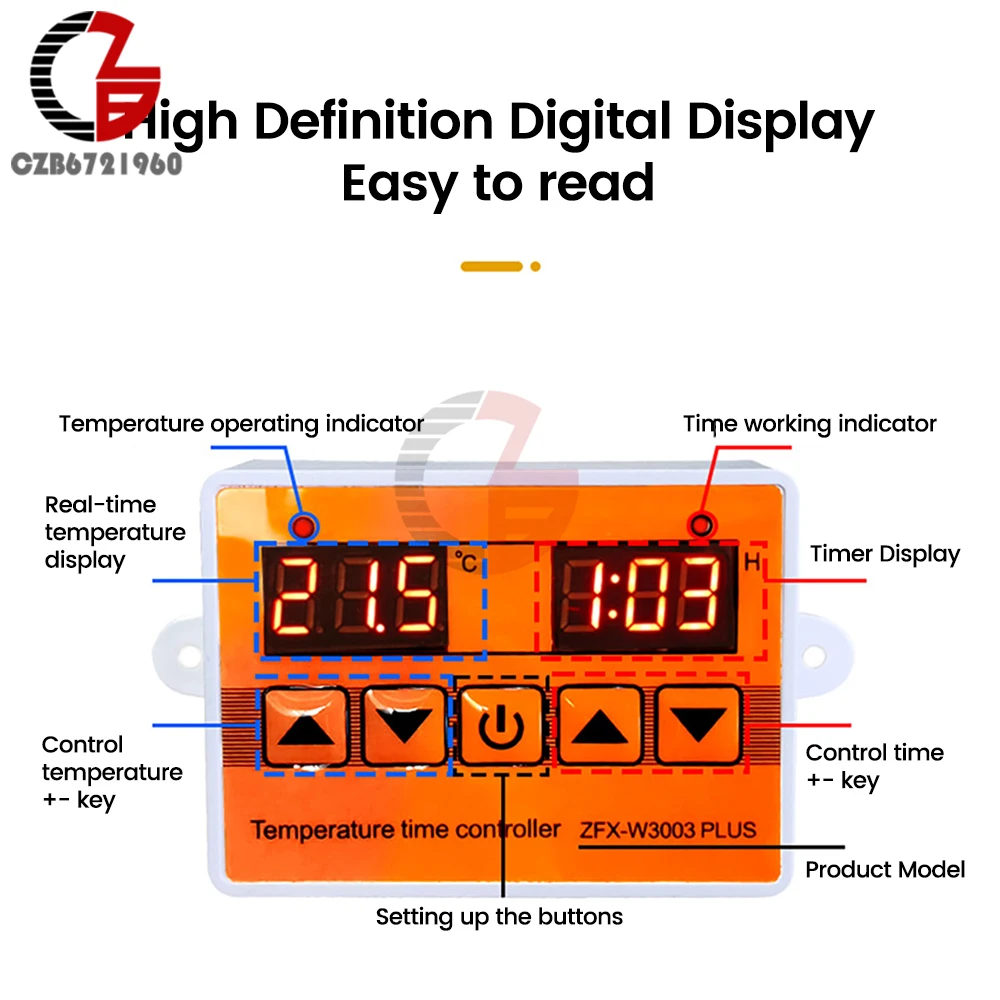 LED Digital Temperature Humidity Controller Microcomputer Thermostat Heating and Cooling Controller Regulator 12V 24V 110-220V