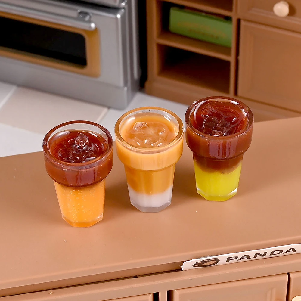 3 uds 1/6 escala casa de muñecas en miniatura té de la leche Mini bebida para BJD OB11 accesorios de muñeca de juguete