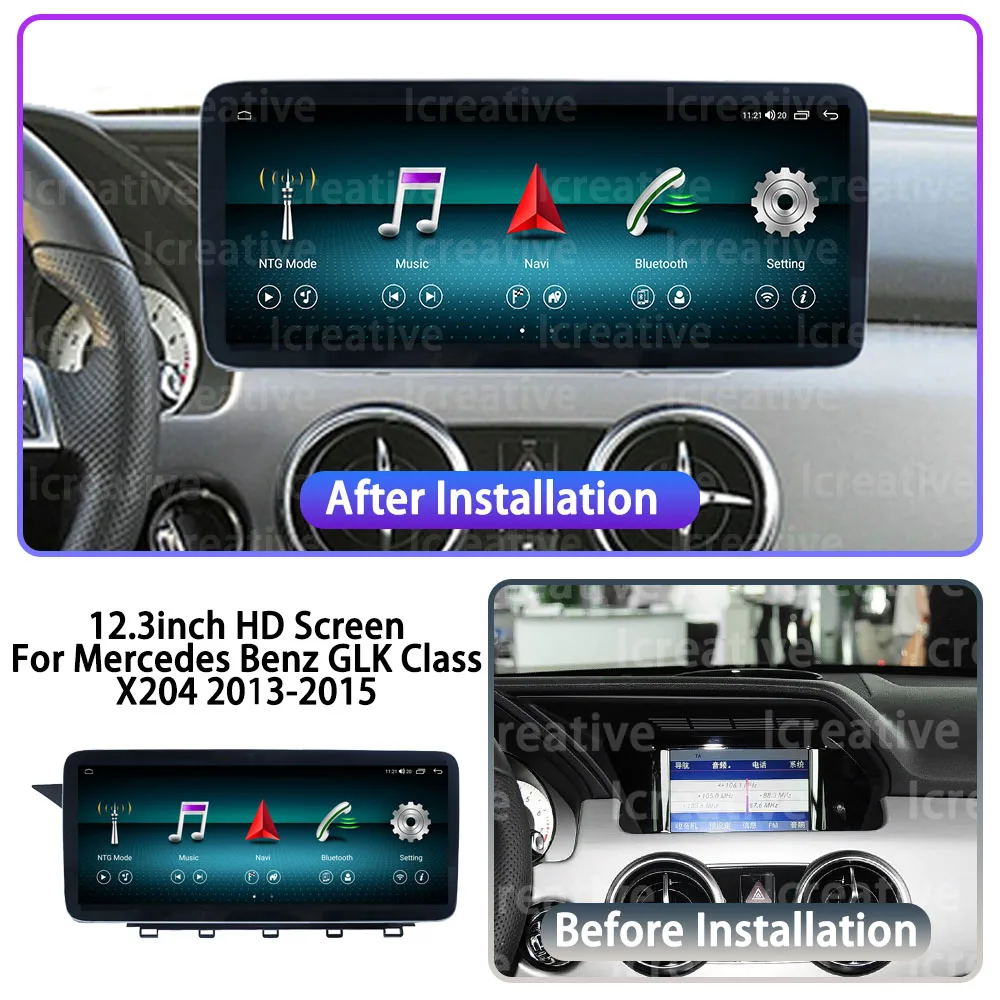 For Mercedes Benz GLK Class X204 2013-2015 Carplay Auto Radio Android 13 Stereo 2025 New 12.3inch HD Screen Navi Multimedia HU