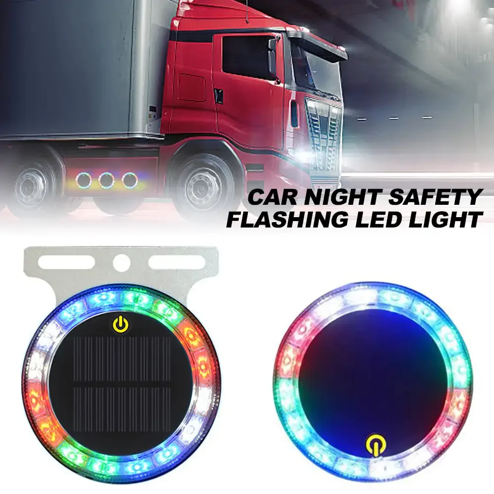 Car Solar Touch Flashing Light Car Warning Lamp Night Safety Light Anti-Collision Wide Tail Lights Super Strong Magnetic Base