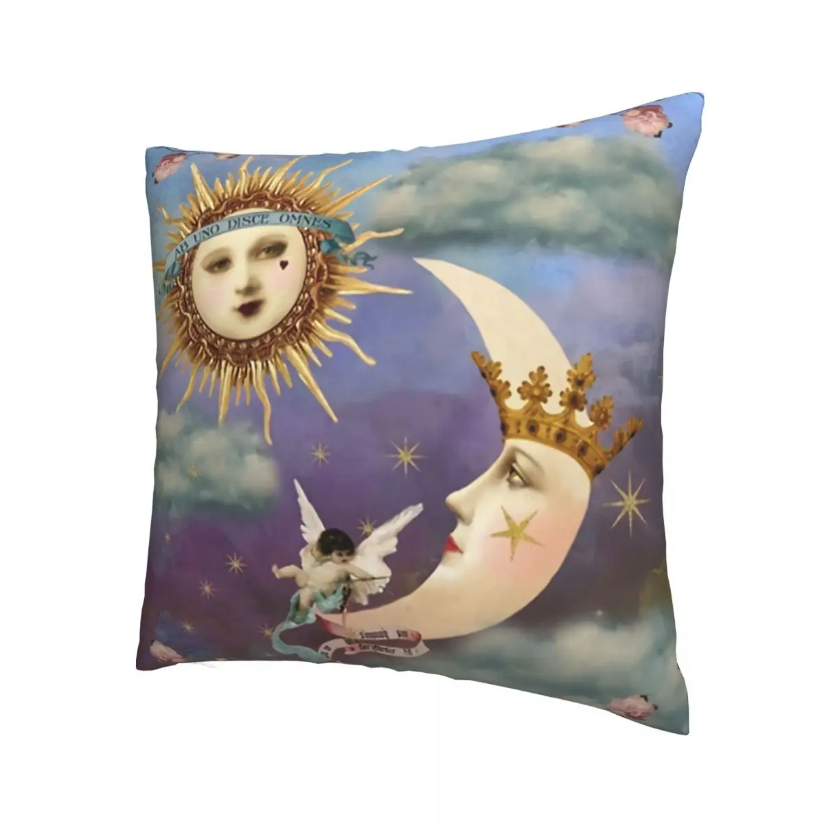 Vintage Solar Eclipse Polyester Cushion Cover Sun and Moon For Home Chair Decorative Washable Cojines Decorativos