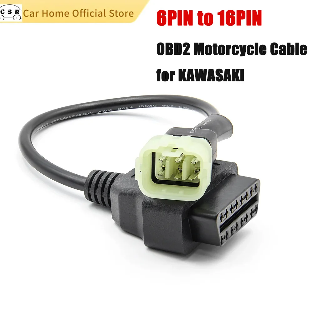 

For Kawasaki 6PIN to 16PIN OBD2 Cable Motorcycle Motorbike Extension Cable for Kawasaki 6pin Diagnostic Conversion Cable Adapter