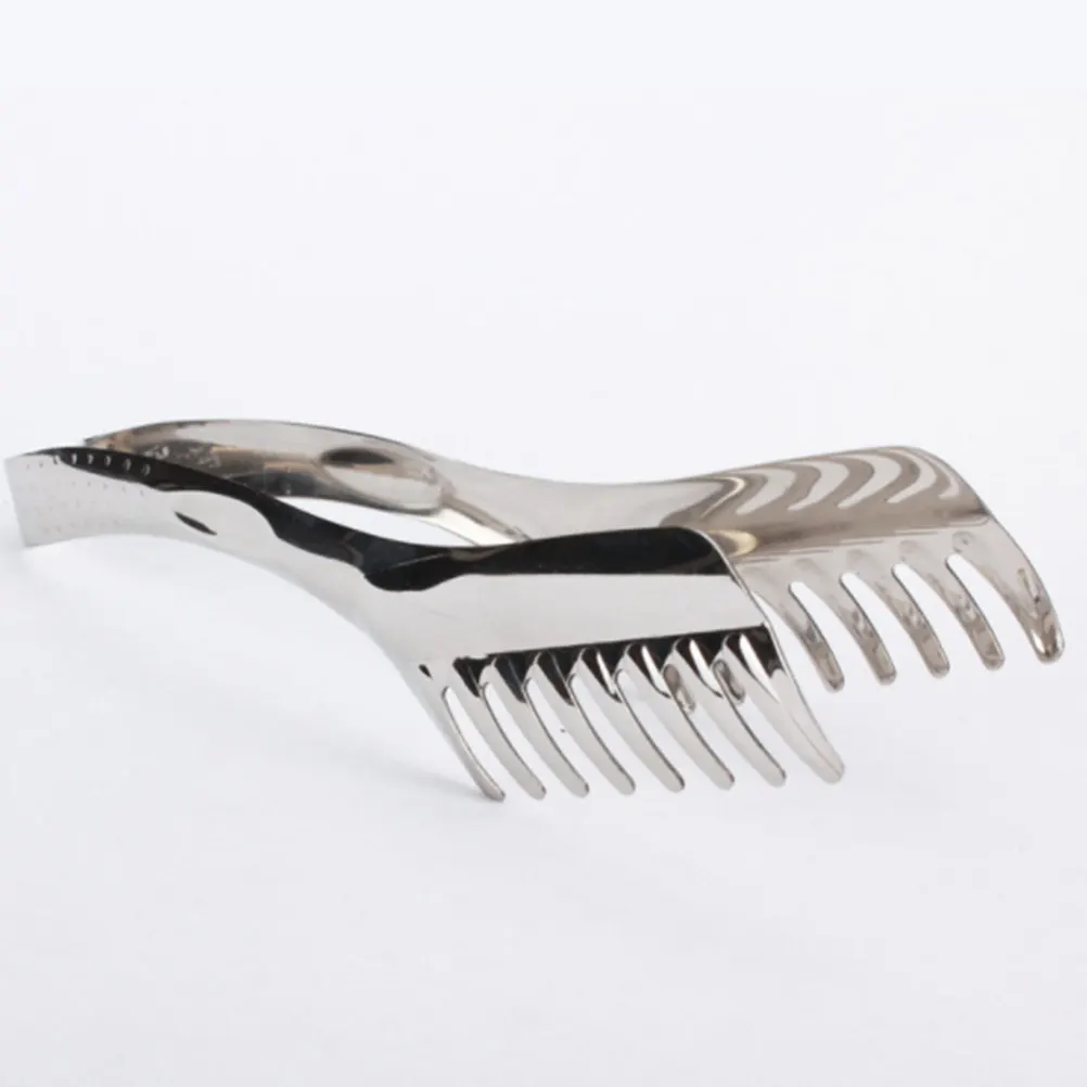 Stainless Steel Food Clip Comb Shaped Kitchen Bbq Cake Tong Silver Heat Resistant Multifunctional Food Tongs for Dining Parties