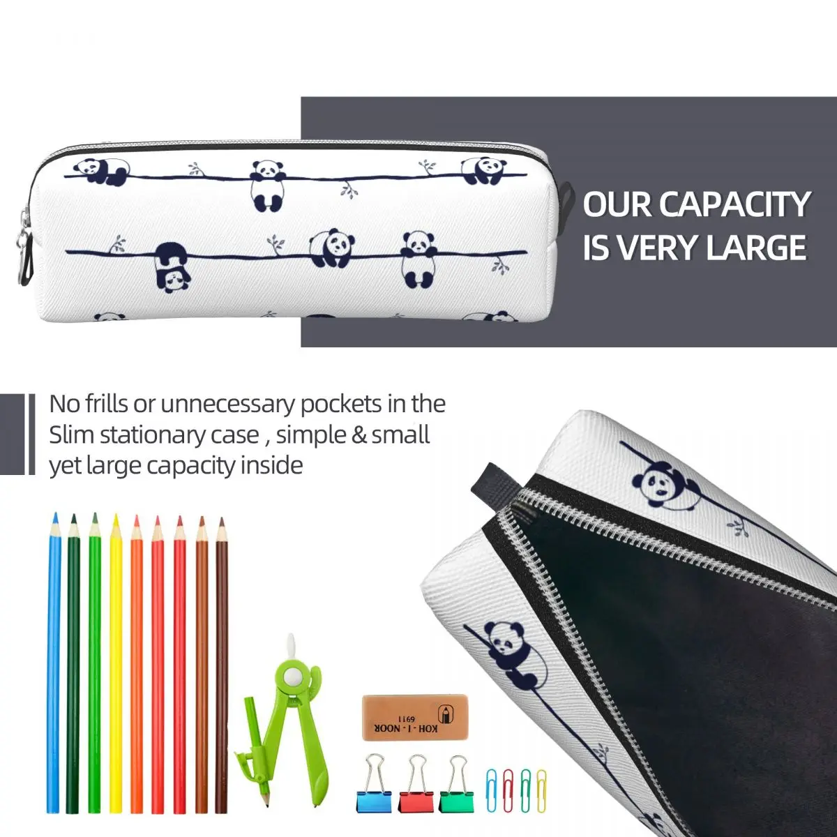 حافظات أقلام الباندا اللطيفة، حقائب صندوق أقلام على شكل حيوانات جميلة للطلاب، صندوق تخزين كبير للوازم المدرسية، صندوق أقلام رصاص لمستحضرات التجميل