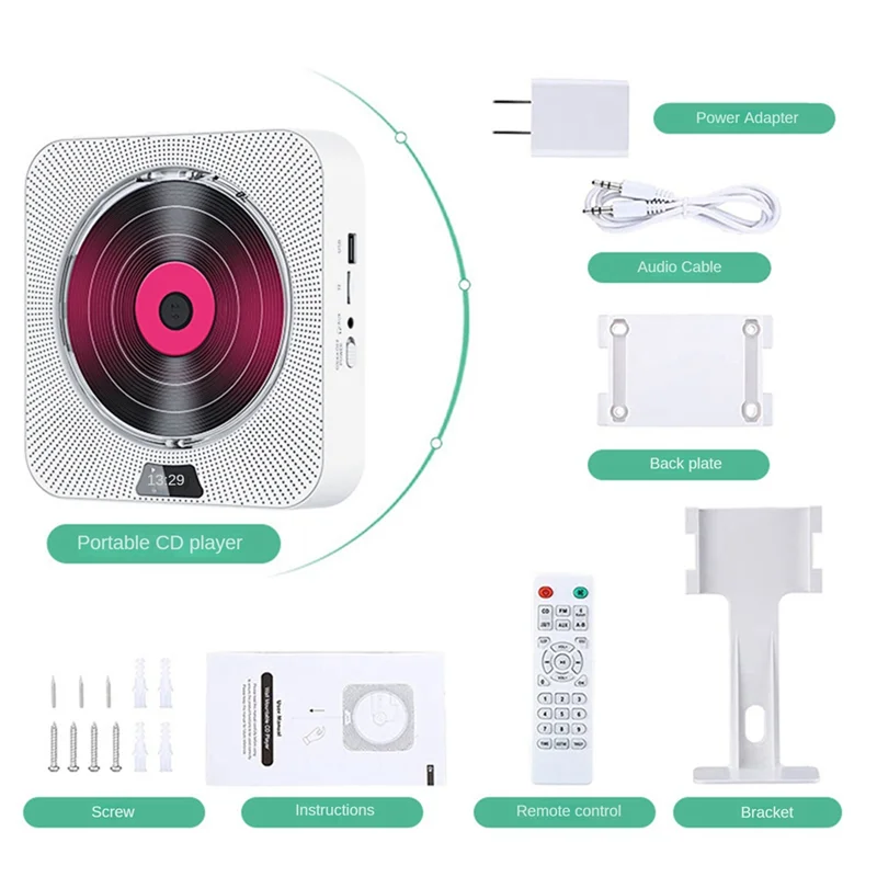 ポータブル CD プレーヤー Bluetooth CD スピーカーデジタルディスプレイステレオスピーカー壁掛け音楽プレーヤー学生用