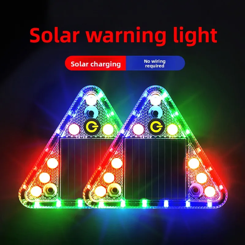 

LED solar warning light, anti-collision truck tail flashing light, magnetic touch switch, wireless strobe triangle light
