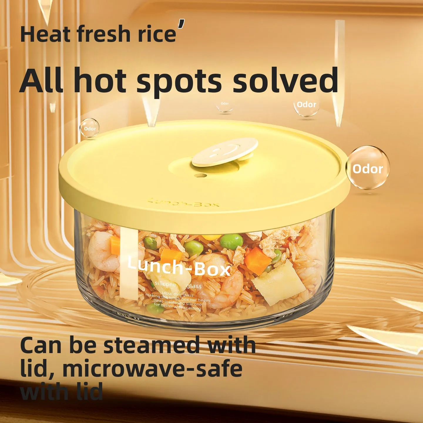 Microwave Safe Glass Lunch Box Sealed Freshness Preservation Container for Office Workers Fruit Bento Box Food Grade Silicone... view 3