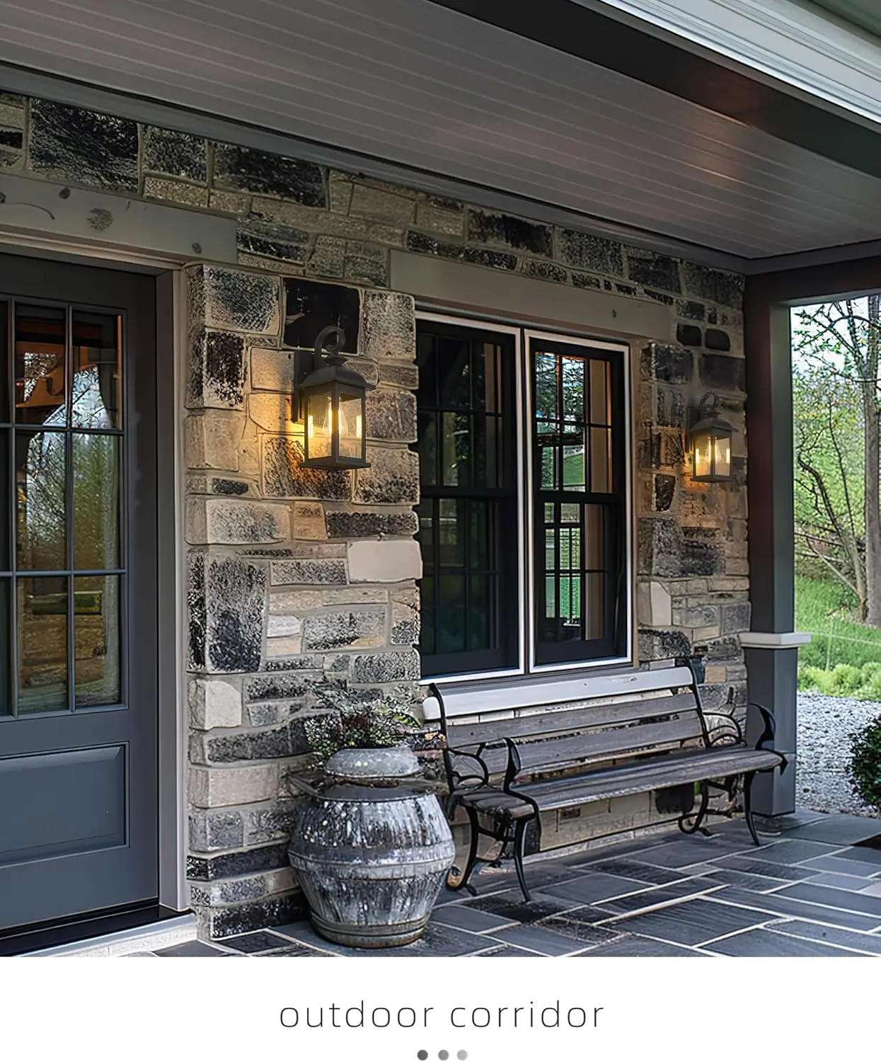 Exterior Wall Sconce,2 Packs Outdoor Waterproof Wall Lights Fixture,E26 Socket Wall Lantern for Porch,Anti-Rust Matte Bla