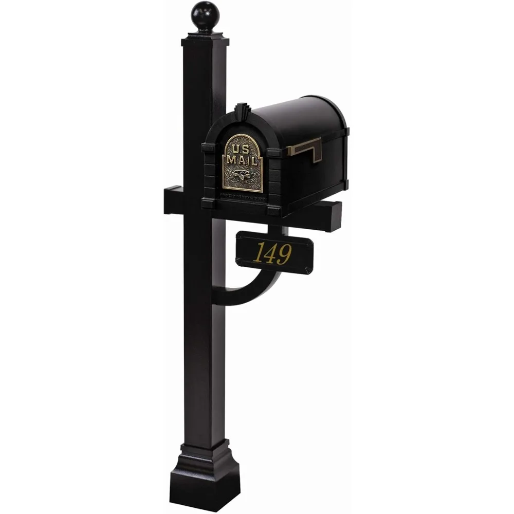 Gaines - Eagle Keystone Series Custom Mailbox Set (Black/Antique Bronze)