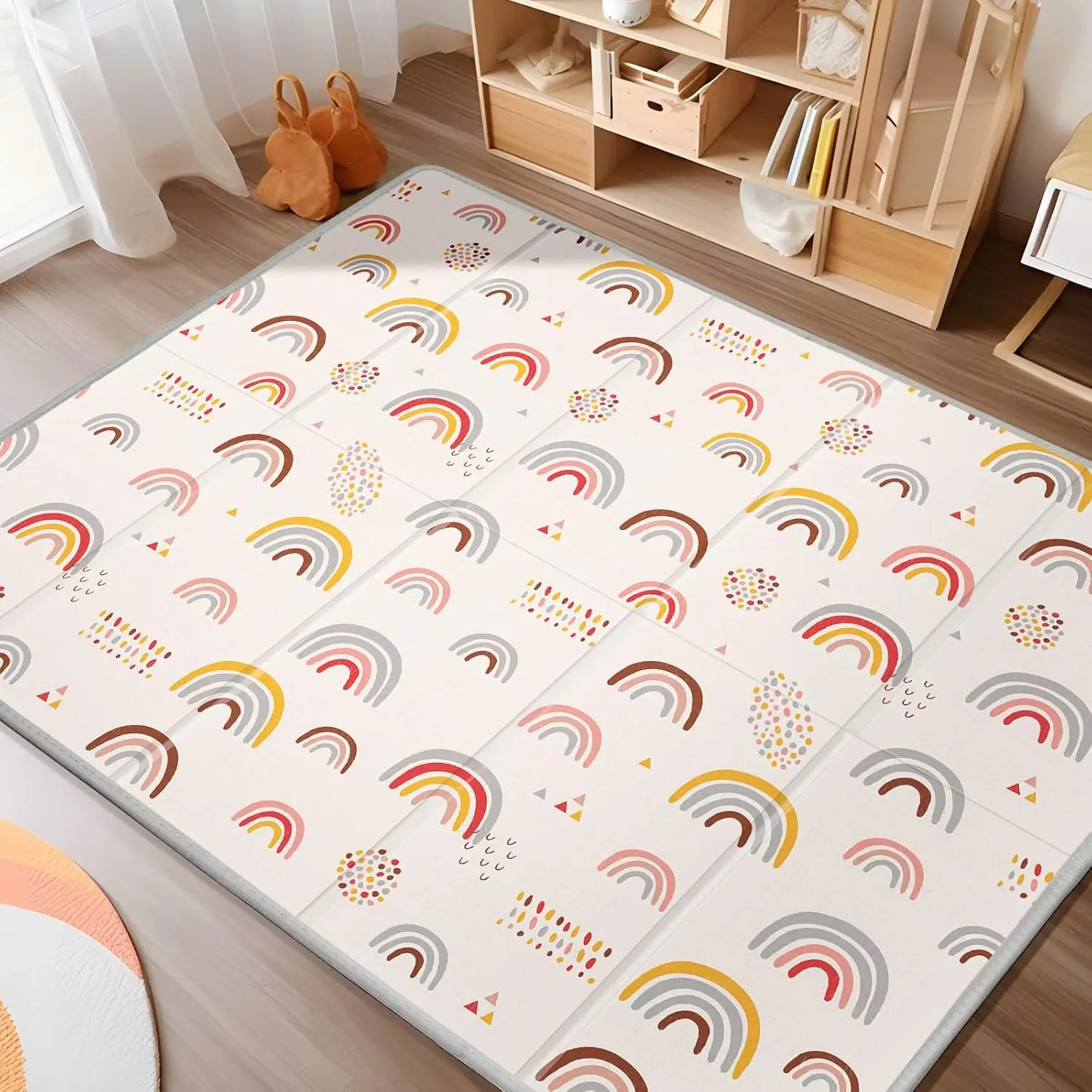 Foldable Baby Play Mat, PIGLOG 50x50 Playpen Mat, Safe Foam Playmat for Tummy Time, Waterproof Playmats for Babies and Toddlers