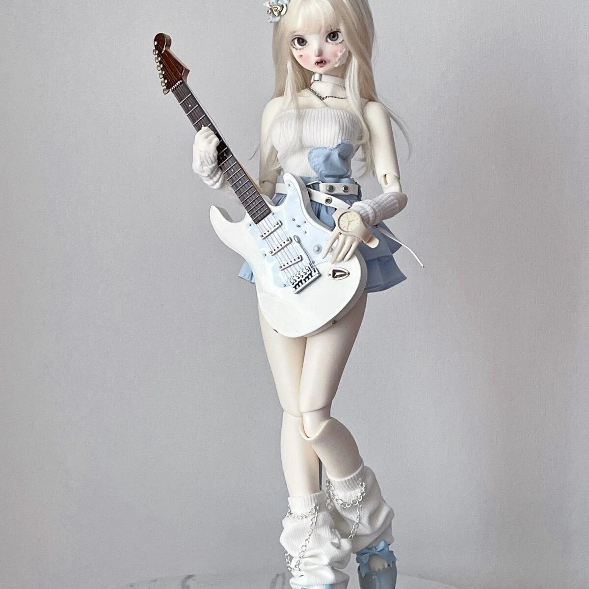 [Only Selling Clothes ] Big Size Doll 1/4 Love Strapless Top Sweet Pleated Skirt Calf Socks Set for BJD Action Figure Body