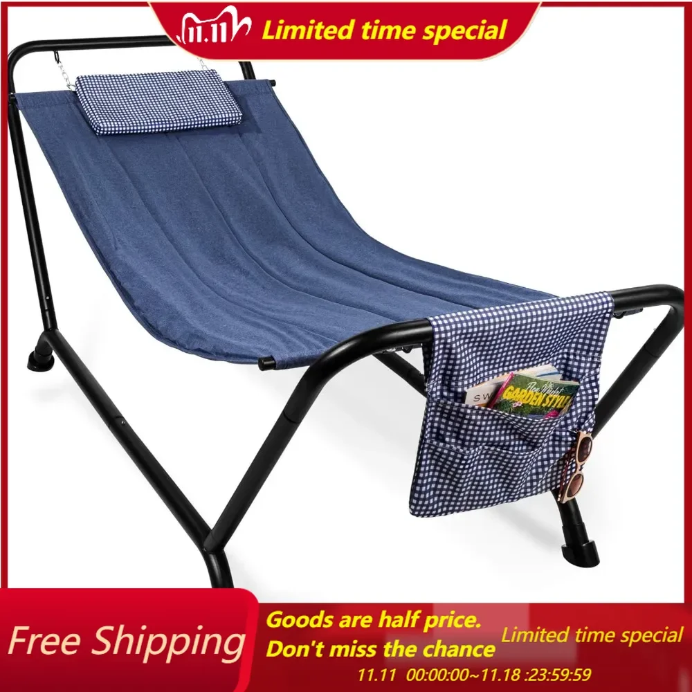 

Outdoor Hammock Bed with Stand for Patio, Backyard, Garden, Poolside w/Weather-Resistant Polyester