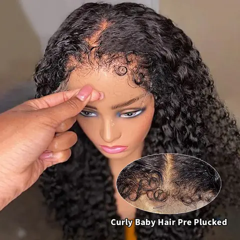 Pelucas de encaje de pelo de bebé rizado con bordes 4C, cabello humano 13x6 HD, peluca Frontal de encaje Afro rizado 13x4, pelucas de cabello humano con encaje Frontal