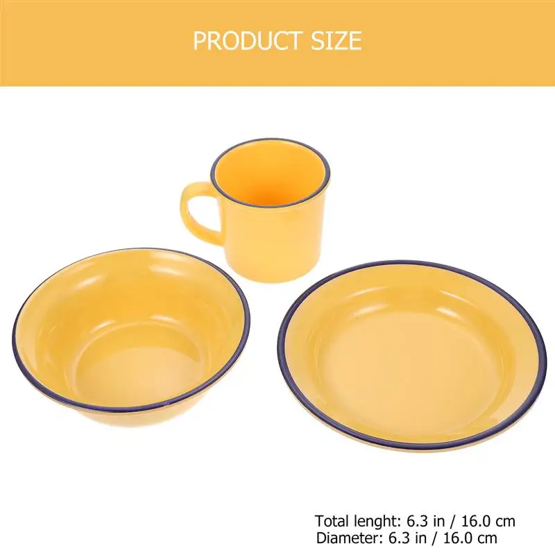 1 Set Cup Bowl Plate Set Vintage Melamine Cup Bowl Plate Set Commercial Tea Food Serving Tableware Melamine Tea Mug Tea Cup