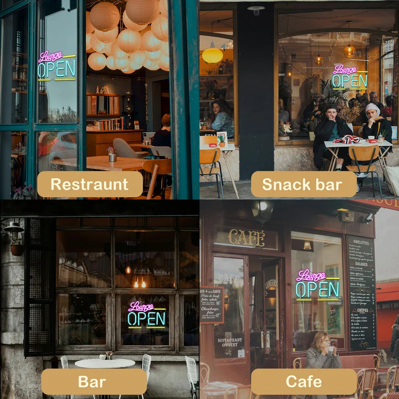 Lounge Open Neon Sign Custom Led For Wall Decor Cool Letter Business Light Up Signs 5/12V USB For Bar Store Hotel Party Decor