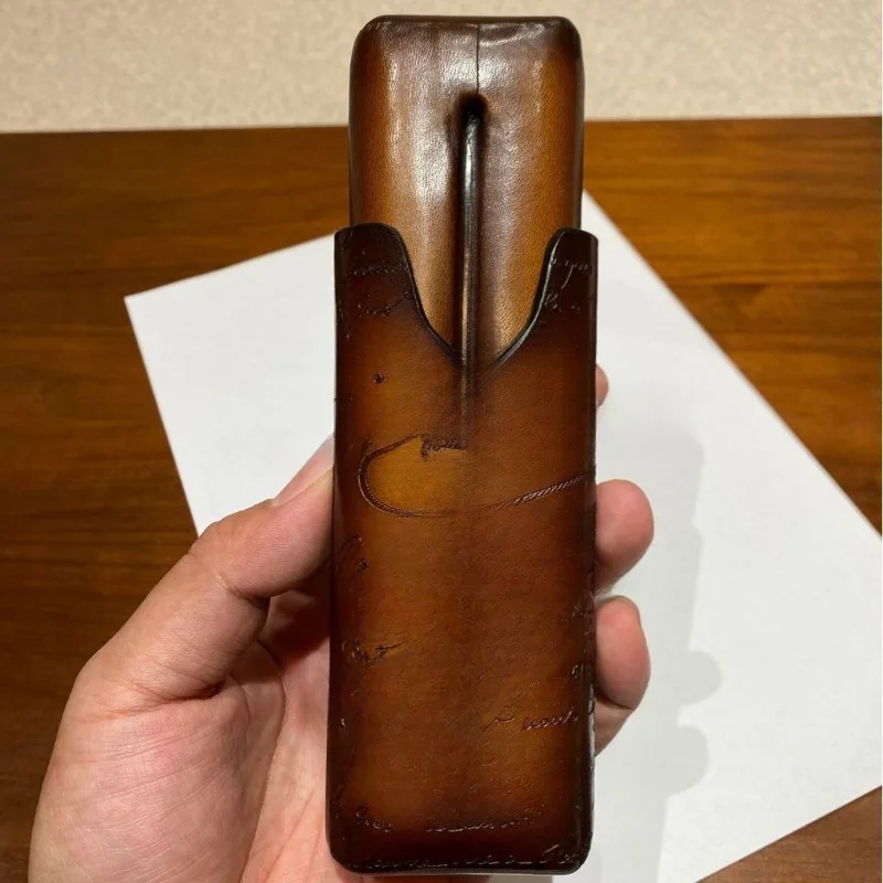 Retro two-pack genuine leather, calfskin portable moisturized cigar cover