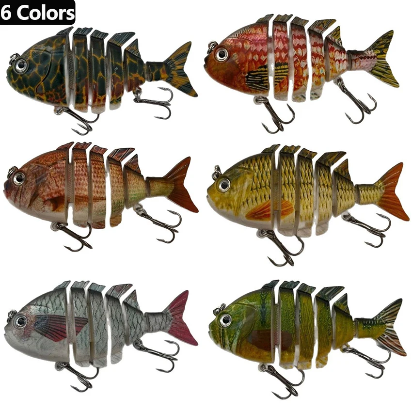 

6 шт./кор., мини-6 сегментов, рыболовные приманки, бионическая приманка, 11/15 г, воблеры для глубокого дайвинга, реалистичные 6-сегментные пластиковые приманки для плавания