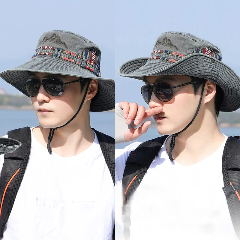 여름 파나마 양동이 모자 남자 여자 2025 수 놓은 밥 모자 야외 와이드 브림 비치 태양 모자 빈티지 어부 모자 바이저 모자
