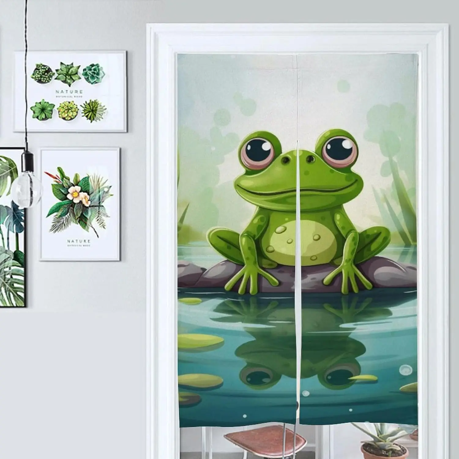 Frog Wild Animals Print Door Curtain Bathroom Partition Curtains Noren Curtain Living Room Kitchen Entrance Doorway Curtains