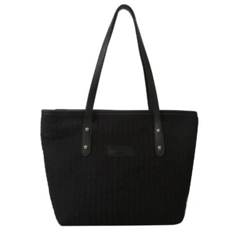 Simple texture pleated large capacity tote bag 2024 new trendy portable shoulder bag