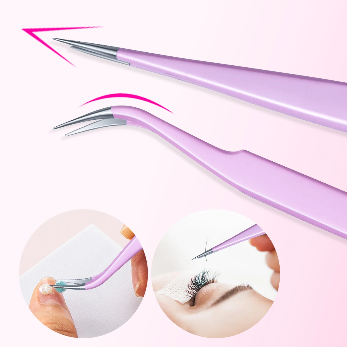 6-piece professional eyelash grafting Tool Set Eyebrow Assist folding False Eyelash curler Stainless steel tweezers clip Makeup