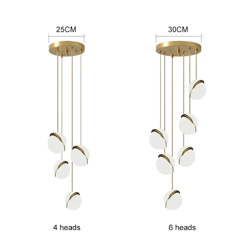 

Modern Luxury Pendant Chandelier Light for Home Hotel Lobby Stairs Dining Room Restaurant Hanging Lamp with Ball Lampshade