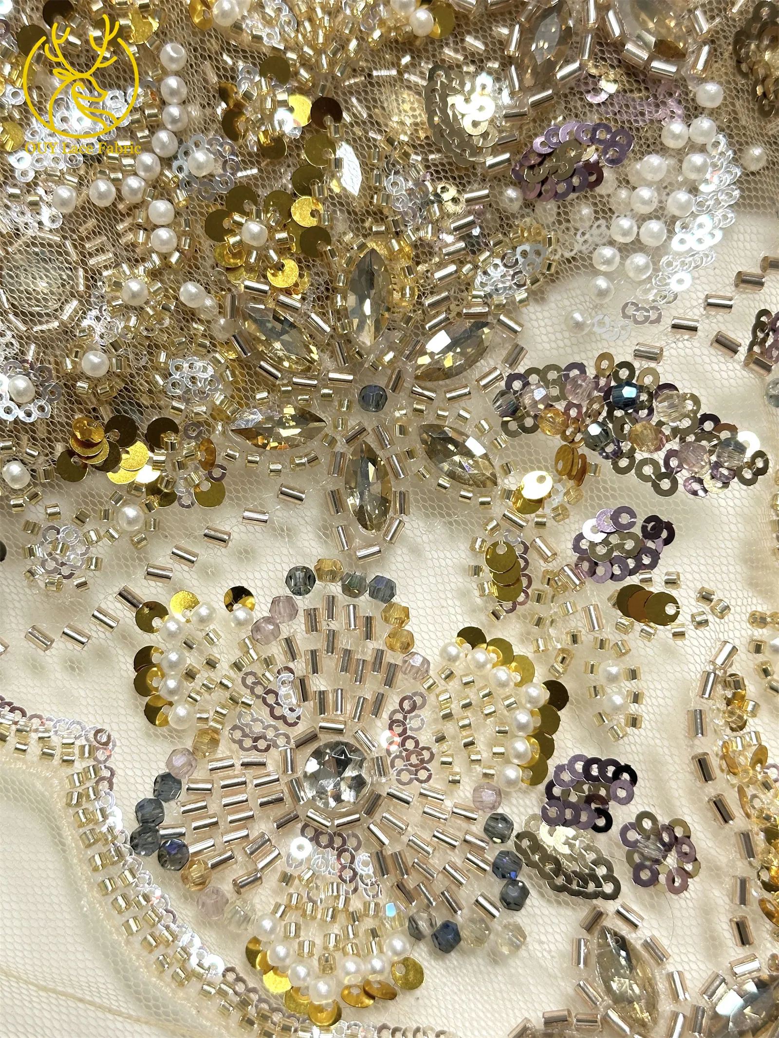 Neues Design Nigerianische Steinperlen-Spitze 2026 Hochwertige Luxuriöse Afrikanische Pailletten-Netzspitze Französischer Stoff für Damen-Abendkleider und Partys – Detail 14