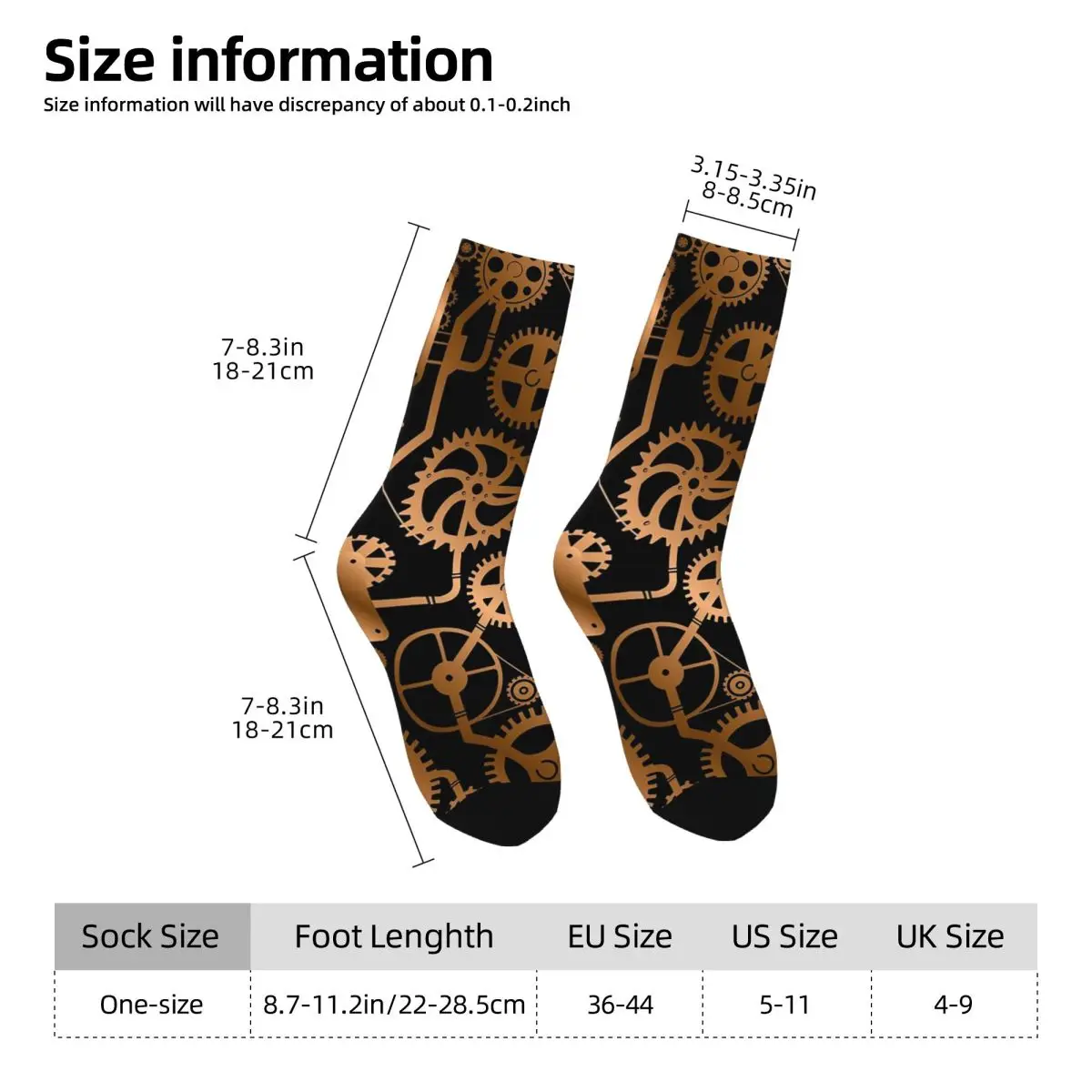 All Seasons Crew Stockings Steampunk Gear Design Socks Funny Long Socks for Men Women Valentine's Day Gifts