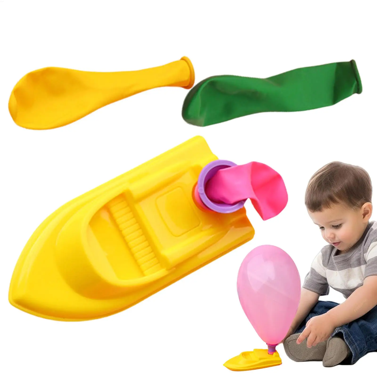 Mini Balloon Powered Boat With 3 Balloons Boat Race Toy For Kids Bath Toys Funny Balloon Boat Racers Outdoor Pool Toys Gifts